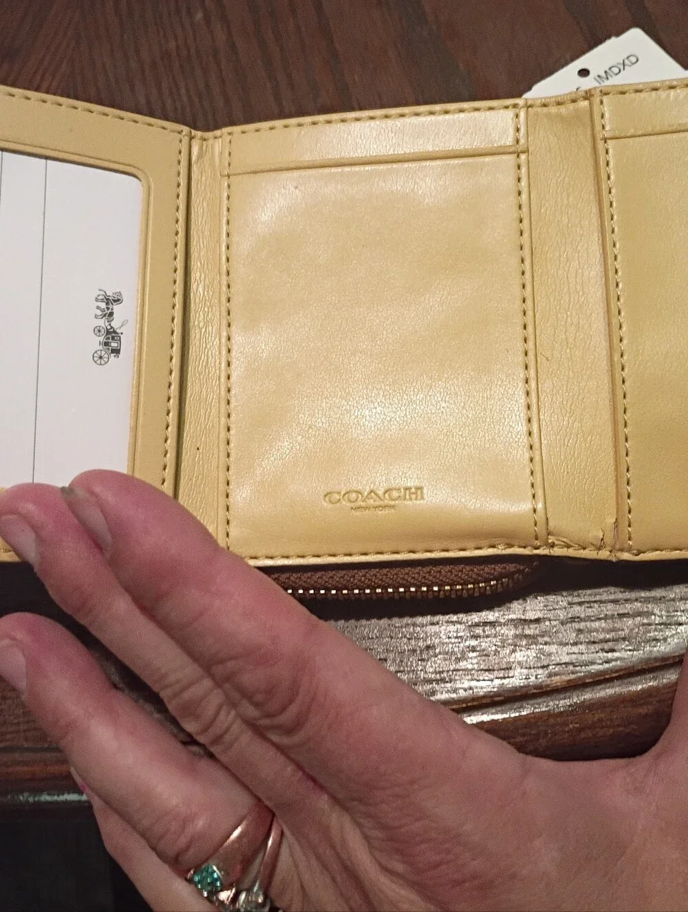 Coach Small Signature Zip Wallet in Light Brown/Tan